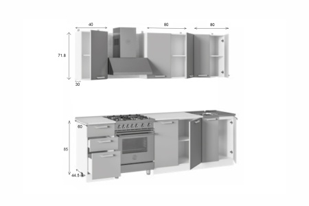 Кухня Сакура 2.0 м белый глянец / капучино глянец