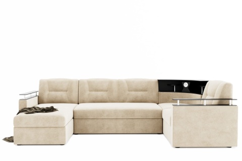 Диван Угловой Софья с Подсветкой и Ножками-Кубышками Ш-2400 х Г-1700 х В-950 мм/Спальное место Ш-1250 х Г-1950 мм
