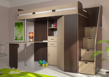 Кровать-Чердак Мийа (Д-2432хШ-1800хГ-645 мм)/Разные Цвета