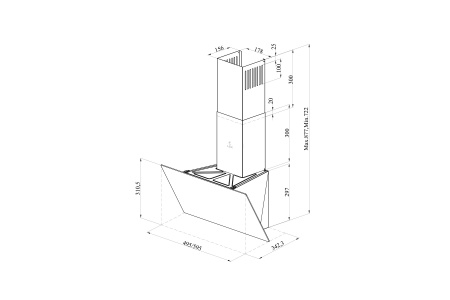 Наклонная вытяжка LEX Meta 500 White
