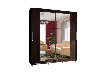 Шкаф-купе Комфорт-12 Прайм с прямоугольными зеркалами венге
