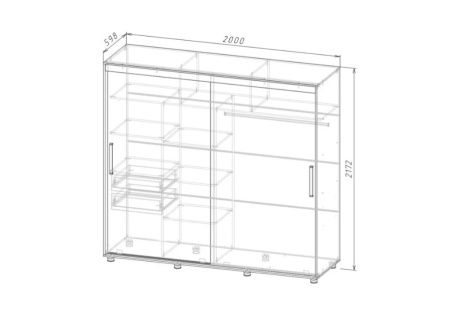 Шкаф-купе Комфорт-12 Прайм с прямоугольными зеркалами венге