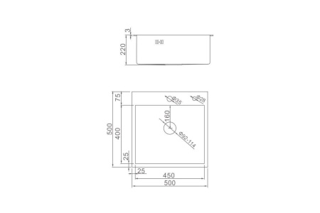 Мойка врезная 50х50 см сатин
