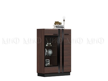 Шкаф со Стеклом Низкий Манифик МДФ (Ш-1000 x В-1454 x Г-442 мм) Дерево/Орех