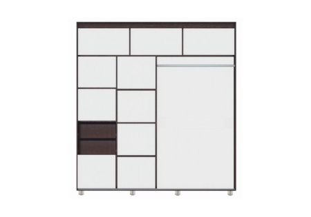 Шкаф-купе Комфорт-12 Прайм с прямоугольными зеркалами венге