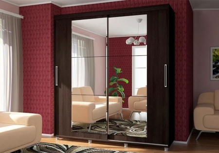 Шкаф-купе Комфорт-12 Прайм с прямоугольными зеркалами венге